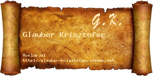 Glauber Krisztofer névjegykártya